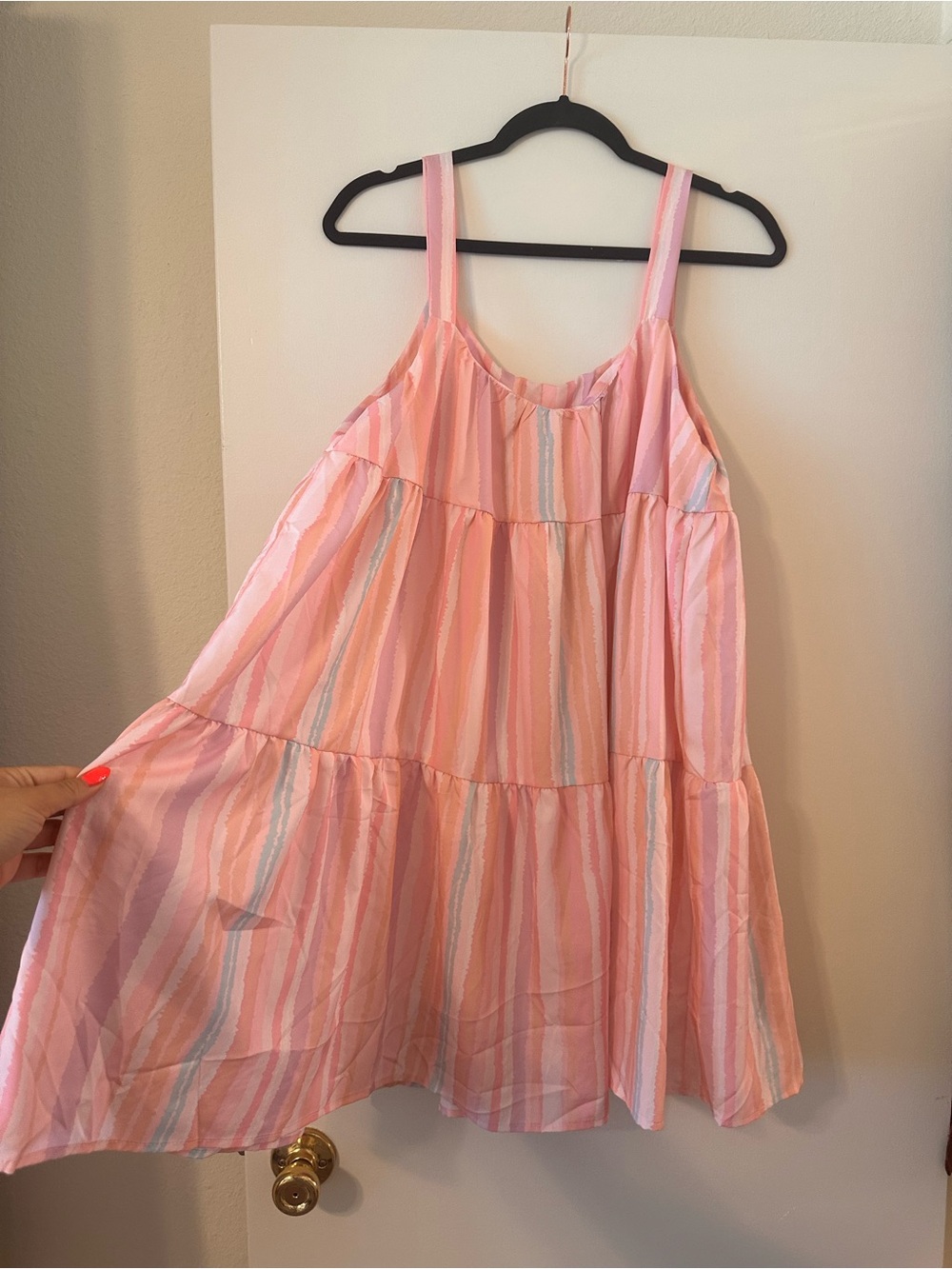 SHEIN Pastel Striped Tiered Sundress